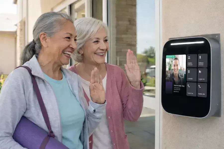Assisted living facility with secure resident entry